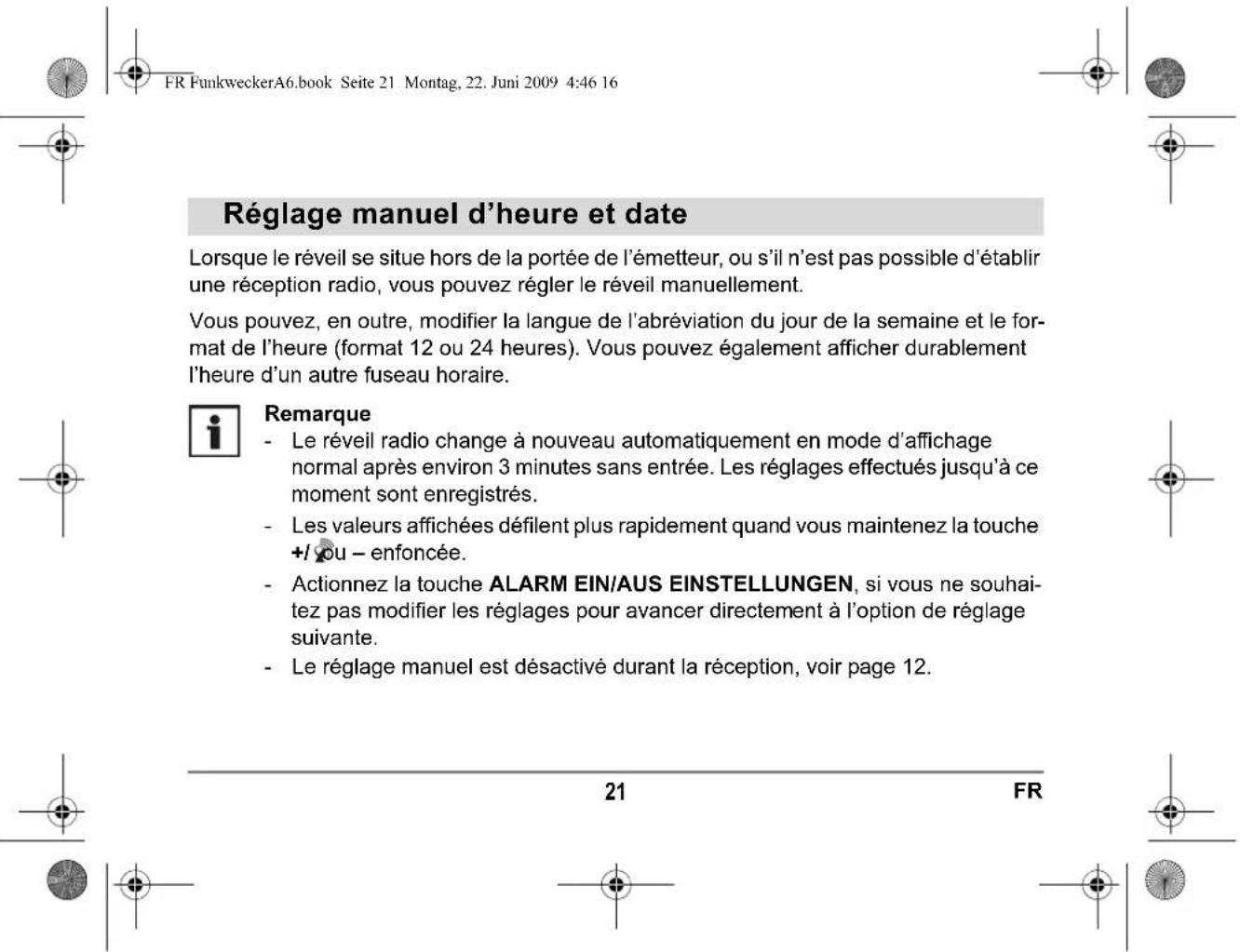 Tevion GTFWe01 - Informations générales à propos de la fonction de réveil - 2