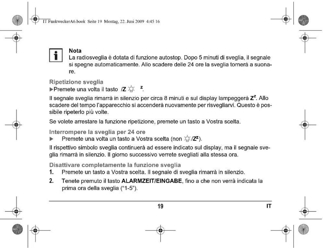 Tevion GTFWe01 - Disattivare il segnale sveglia - 4