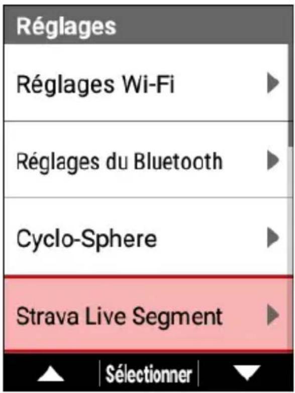 PIONEER SGXCA600 - Utilisez les boutons [] / [] pour selectionner [Strava Live Segment], puis appuyez sur le bouton [Confirmer]. - 1