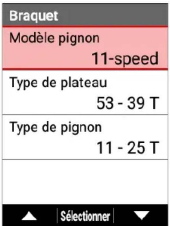 PIONEER SGXCA600 - Utilisez les boutons [] / [] pour selectionner [Braquet], puis appuyez sur le bouton [Confirmer]. - 2