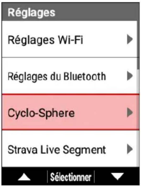 PIONEER SGXCA600 - Utilisez les boutons [] / [] pour selectionner [Cyclo-Sphere], puis appuyez sur le bouton [Confirmer]. - 1