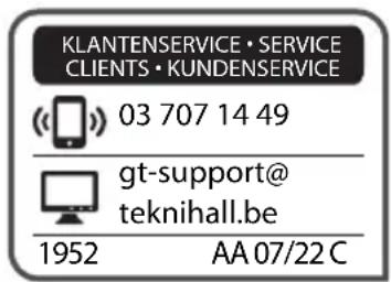 KLANTENSERVICE • SERVICE CLIENTS • KUNDENSERVICE (03 707 14 49 gt-support@ teknihall.be 1952 AA 07/22 C