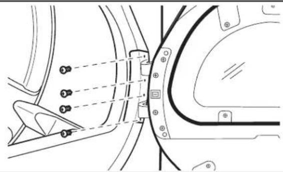 WHIRLPOOL W10277499 - Remove screws from door hinge - 1