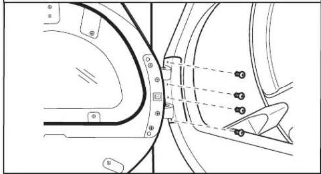 WHIRLPOOL W10277499 - Réinstaller la charnière de portesur l'autre cote de la secheuse - 1