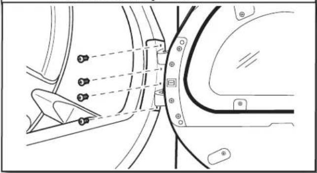 WHIRLPOOL W10277499 - Oter les vis de l'avant de la charnière de porte - 1