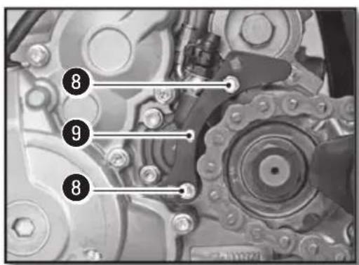 Mechanical assembly diagram with numbered annotations pointing to specific components