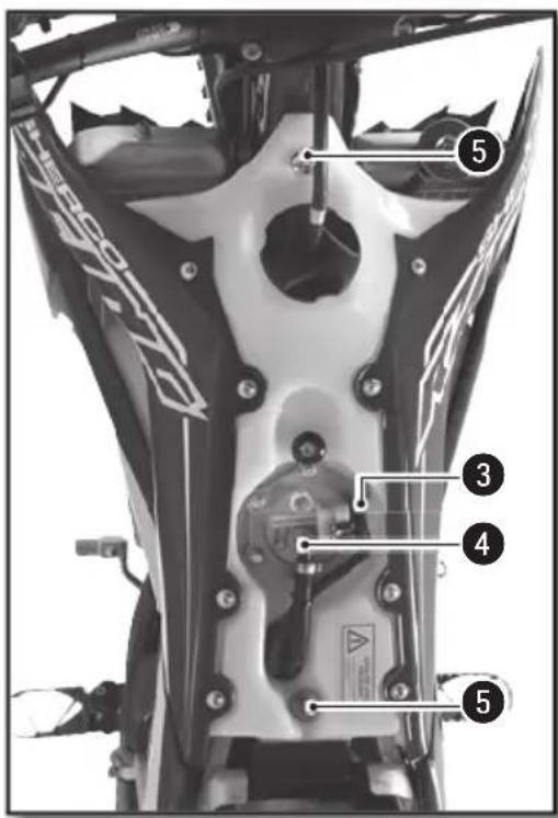 Labeled diagram of a motorcycle body with numbered parts, likely for technical or engineering reference.