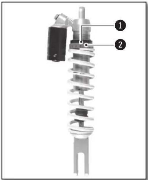 Technical diagram of an electrical suspension device with labeled components 1 and 2