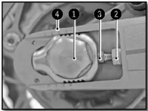 Mechanical component diagram with numbered parts labeled 1 to 4