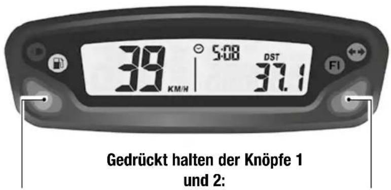 39 KM/H 5:00 DST 37.1 FI Gedrückt halten der Knöpfe 1 und 2: