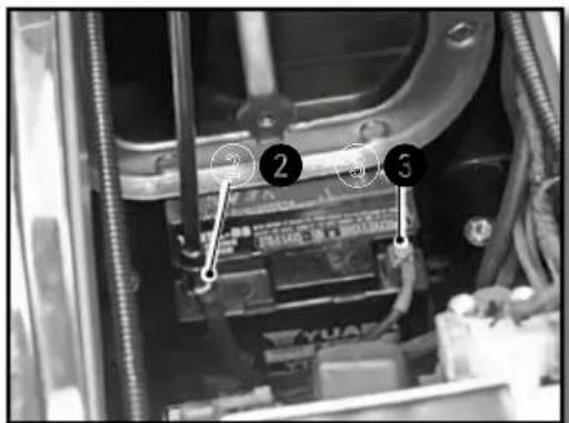 Close-up of a mechanical assembly with numbered components and visible wiring, likely part of an industrial or automotive component.