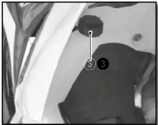 Medical X-ray image with numbered anatomical markers (3 and 5) pointing to a specific region
