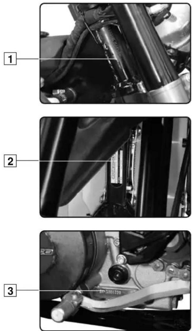 Sherco SE4.5iF (2010) - EMPLACEMENT DES NUMEROS DE SERIE - 1