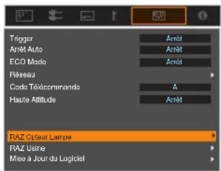 JVC DLANP5 - Réinitialiser la temps d'utilisation de la lampe à partir de l'écran de menu - 1