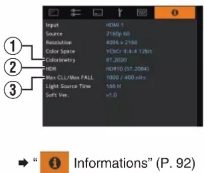JVC DLANP5 - Affichage d'informations sur le mastering HDR10 - 1