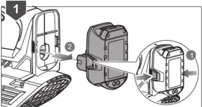 Technical diagram showing a tracked vehicle with labeled components and a close-up of the internal component detail.