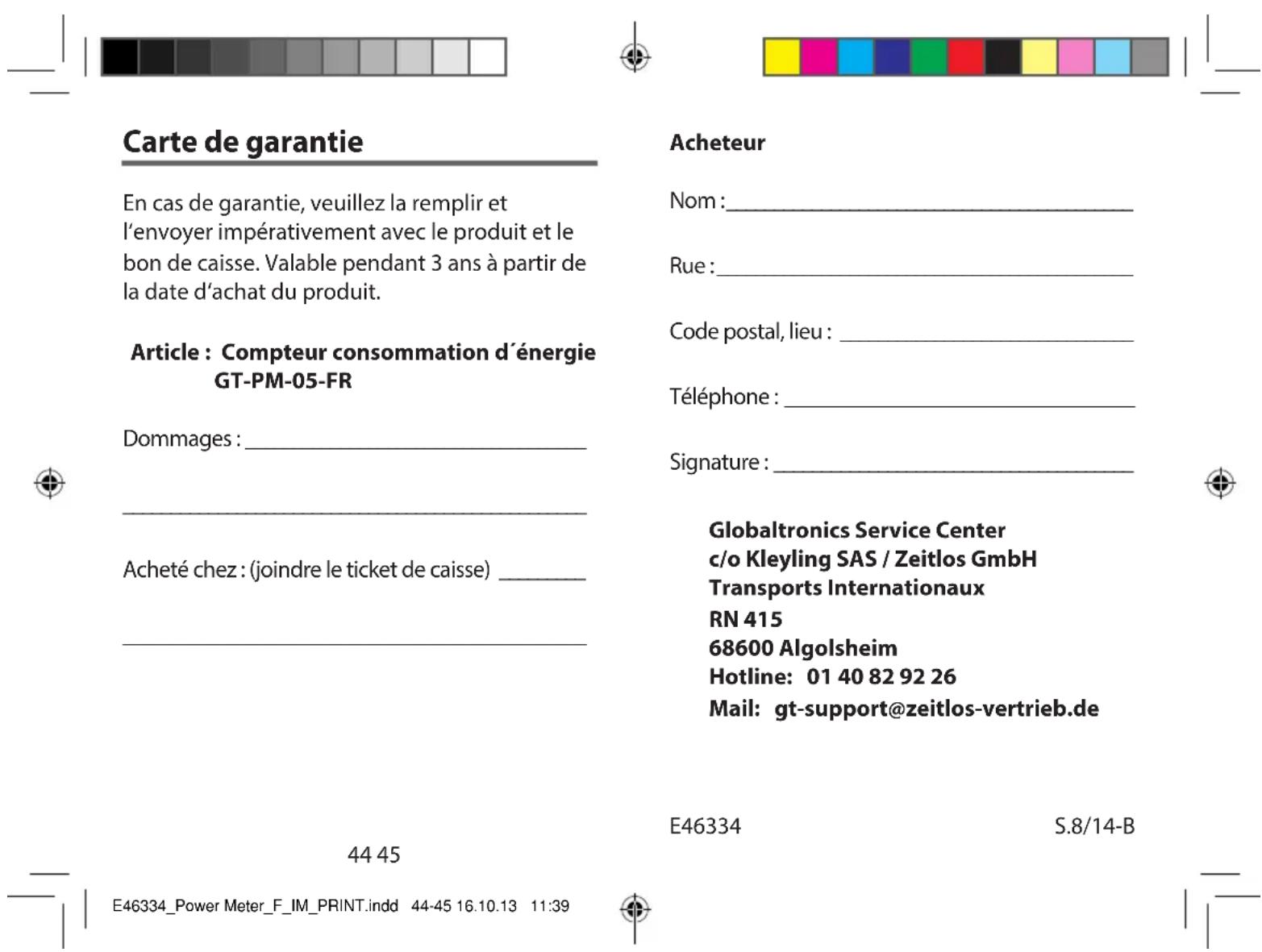 QUIGG GTPM05FR - Conditions de la garantie - 3