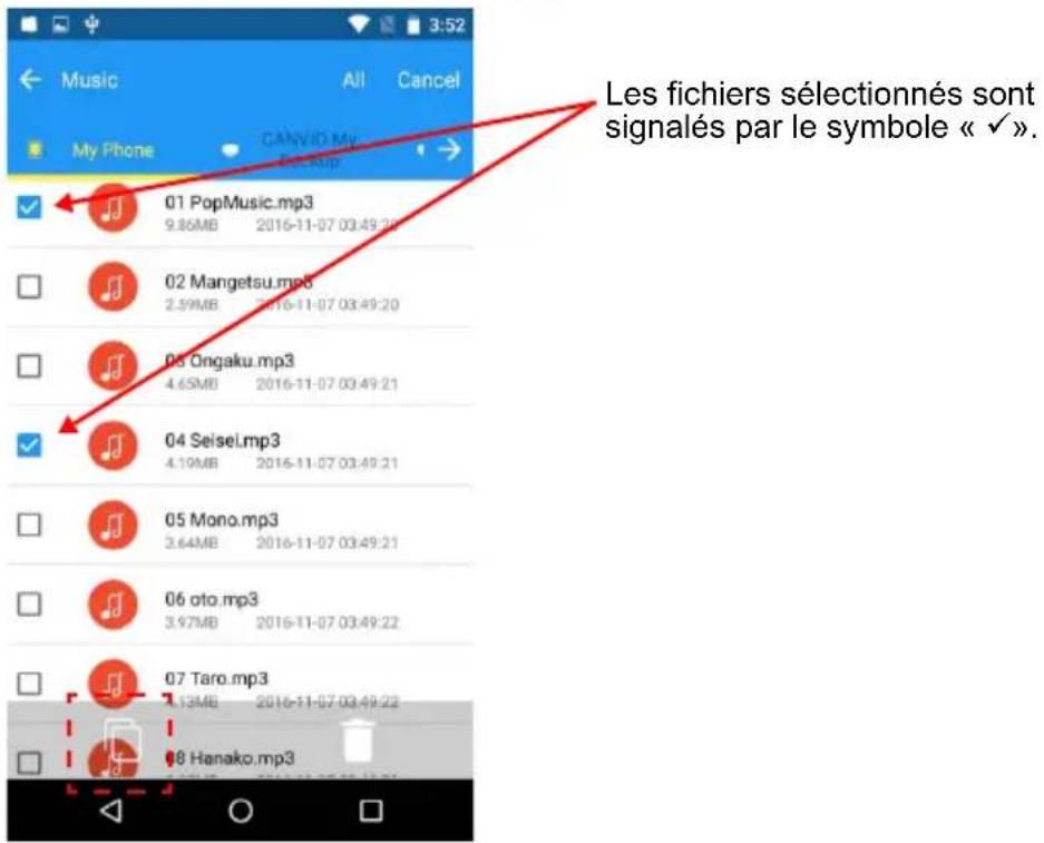 TOSHIBA Canvio for Smartphone - Appuyez sur la case à cocher pour sélectionner les fichiers source à copier. - 1