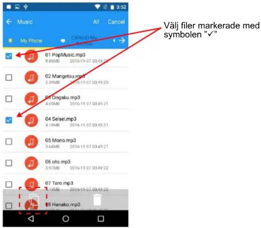 Välj filer markerade med symbolen "✓"