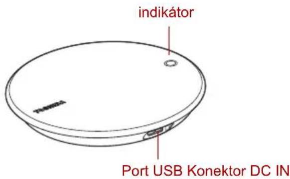 indikátor Port USB Konektor DC IN