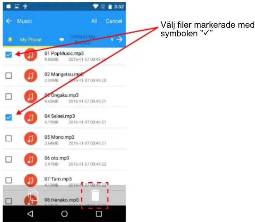 Välj filer markerade med symbolen "✓"