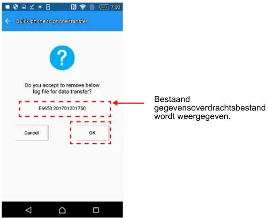 Quick phone to phone transfer Do you accept to remove below log file for data transfer? E6653 201701201750 Bestaand gegevensoverdrachtsbestand wordt weergegeven. Cancel OK