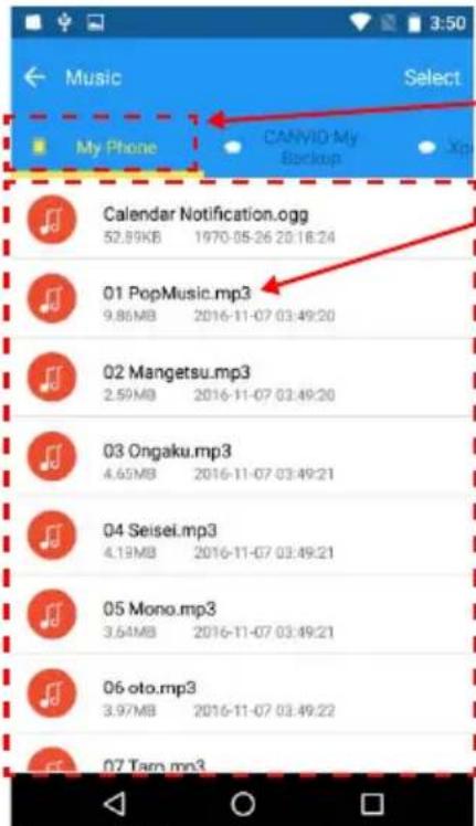TOSHIBA Canvio for Smartphone - Menu Musique/Documents - 1