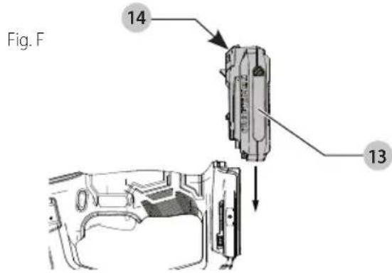 Craftsman CMCST900 - Installing and Removing the Battery Pack (Fig. F) - 1