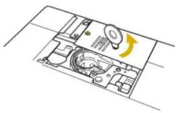 BABY LOCK Pathfinder - Nettoyage du Coupe-fil dans la Zone du Logement de Canette - 3