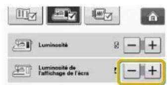 BABY LOCK Pathfinder - Appuyez sur ou sur + pour regler la luminosité de l'écran. - 1