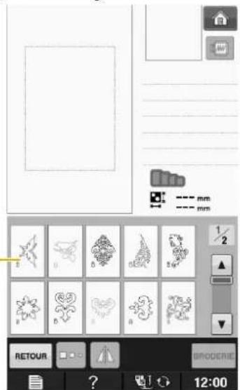 BABY LOCK Pathfinder - Pressez , puis selectionnez l'un des des motifs de broderie de travail à la canette. - 1