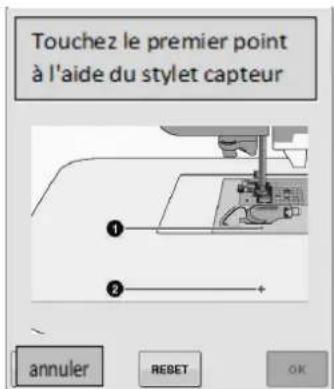 BABY LOCK Pathfinder - Appuyez sur le premier point du marquage du point vert en utilisant le stylet capteur. - 1