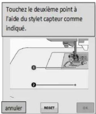 BABY LOCK Pathfinder - Touchez le deuxième point du centre du réticule en utilisant le stylet capteur. - 1