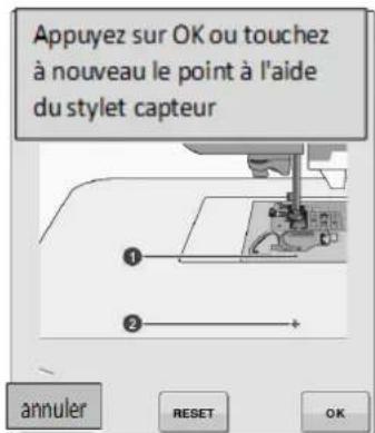 BABY LOCK Pathfinder - Touchez le deuxième point du centre du réticule en utilisant le stylet capteur. - 4