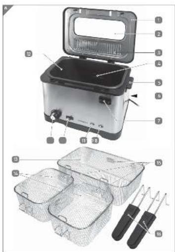 Ambiano GTDFK302ch - FritTEUSE MIT EDELSTAHL-APPLIKATION FRIETEUSE EN ACIER INOXYDABLE FRIGGIRTICE CON APPLICAZIONI IN ACCIAIO INOX - 1