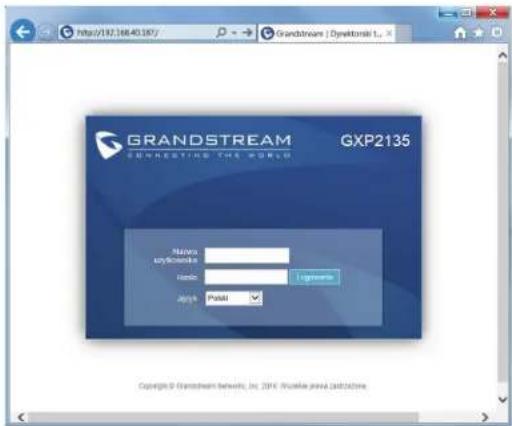 http://182.16840.187/ Grandstream | Direktorski 1... GRANDSTREAM GXP2135 CONNECTING THE WORLD Name: mydgosha Basic English Password Copyright © Grandstream Network, Inc. ©X® Double privacy pod/online
