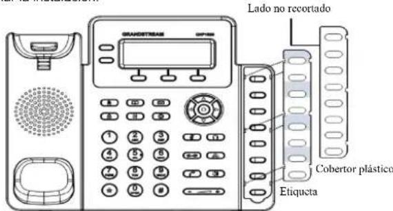 GRANDSTREAM GXP1628 - Colocando la etiqueta de papel para BLFs: - 1