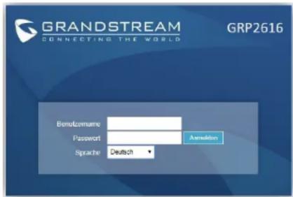 GRANDSTREAM CONNECTING THE WORLD GRP2616 Benedzumare Password Sprache Deutsch Annelion