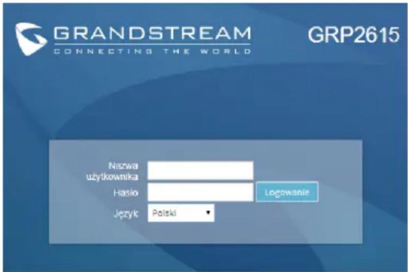 GRANDSTREAM GRP2615 - Skonfigurować GRP2615 za pomocą przeglądarki sieci Web: - 1