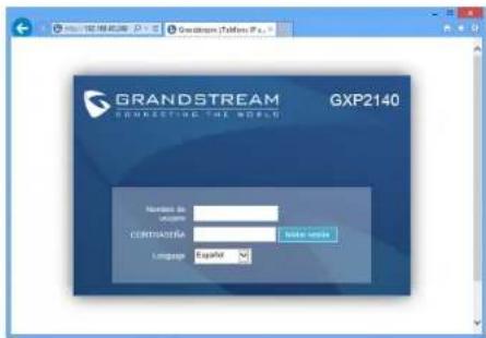 GRANDSTREAM GXP2140 - CONFIGURACION DEL TELEFONO: Configurando el GXP2140 utilizing un navigador web: - 1
