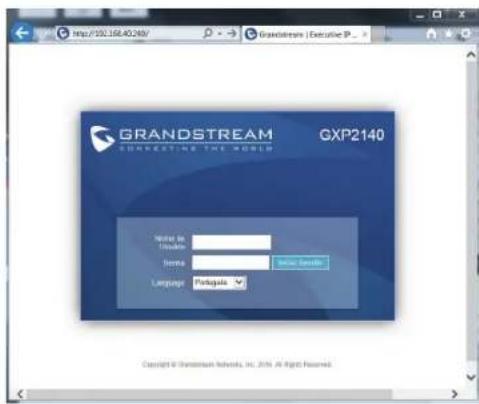 GRANDSTREAM GXP2140 - Configurar o GXP2140'utilizarando a interface web: - 1