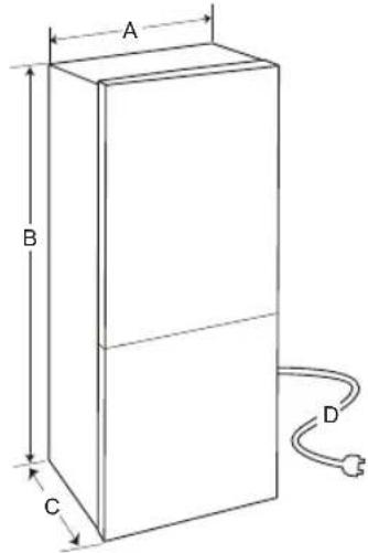 LG GBP61SWPFN - Dimensioner och marginaler - 1