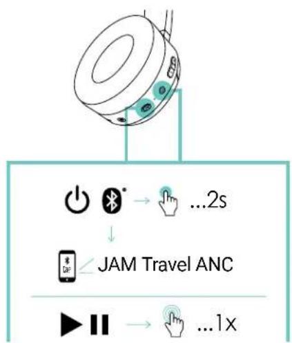 JAM Travel ANC HXHP110 - B - VERBINDEN MET EEN APPARAAT - 1