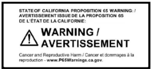 THERMADOR T24UC925DS - ADVERTENCIAS DE LA PROPUESTA 65 DEL ESTADO DE CALIFORNIA - 1