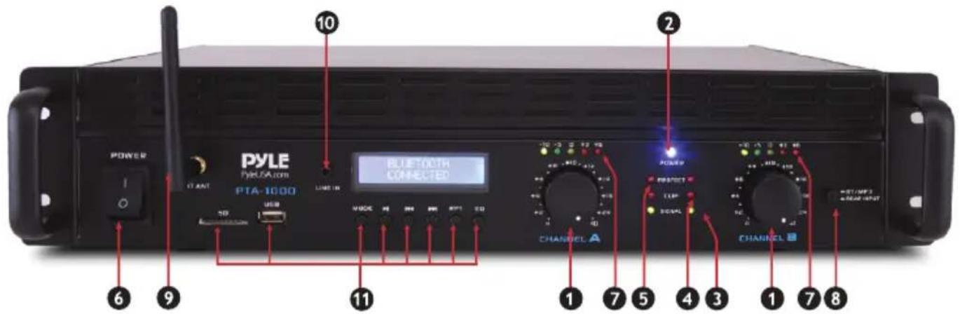 Pyle PTA1000BT - OBSLUGA Panel przyedni - 1
