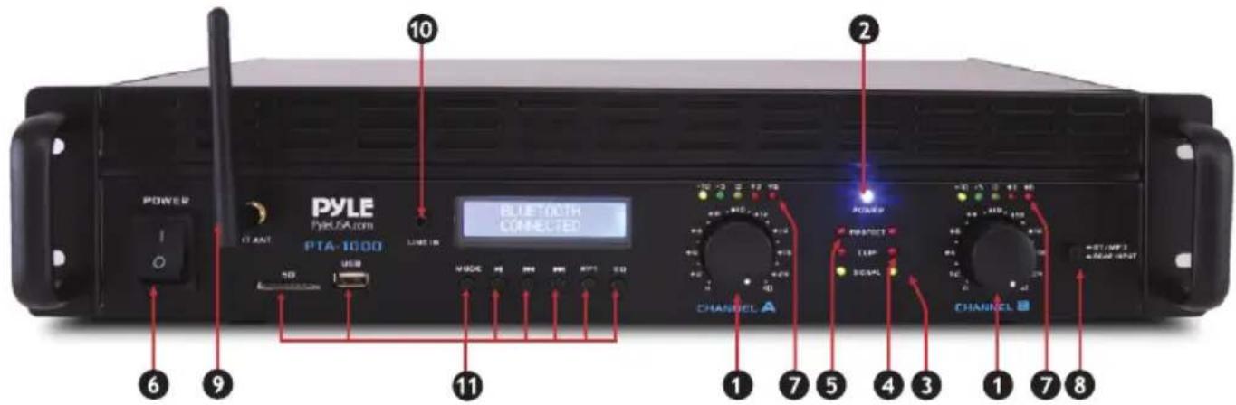 Pyle PTA1000BT - BETRIEB Frontplatte - 1