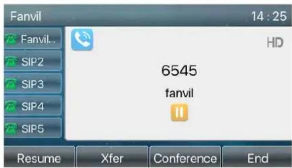 Fanvil X5U - Appel en pause/Reprise de l'appel - 1