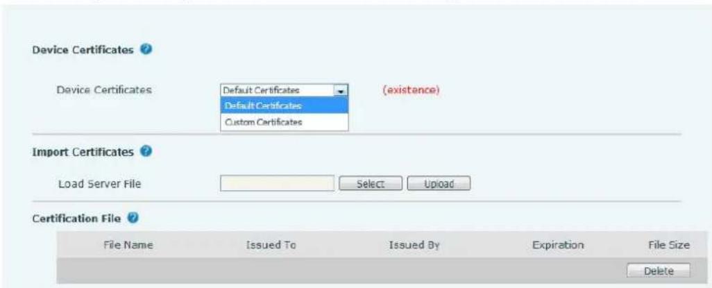 Fanvil X5U - Sécurité >> Certificats de l'appareil - 1