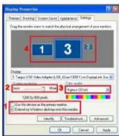 TARGUS ACP51EUZ - Kontrollere displayet via Egenskaper for skjerm i Windows (for Windows XP og Vista) - 2