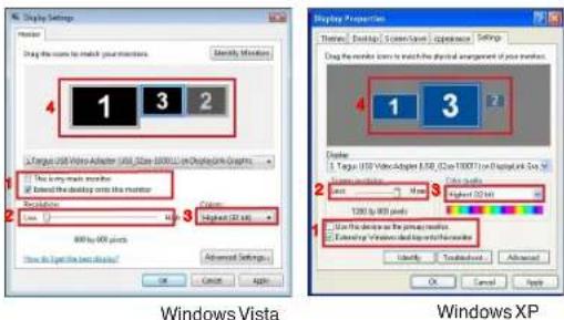 TARGUS ACP51EUZ - Styrning av displayen med användning av Windows Display Egenskaper (for Windows XP och Vista) - 1